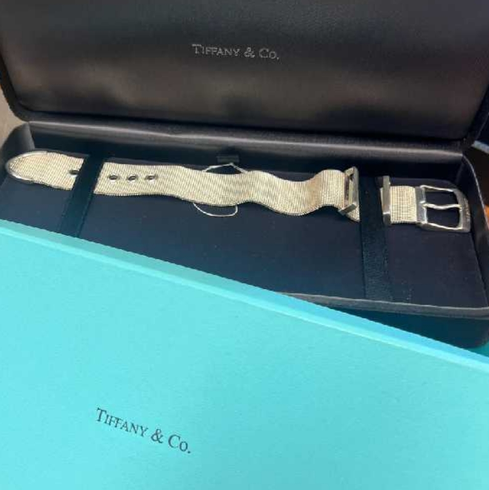 Tiffany & Co. Sterling Silver "Somerset" Mesh Adjustable Buckle Bracelet - Picture 2 of 7